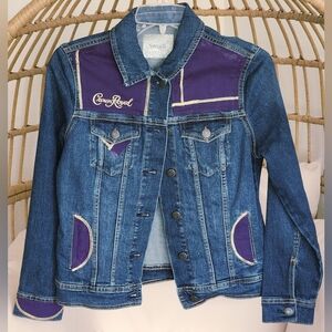 Old Navy Women's Button-Up Denim Jean Jacket Purple Embellishments Sz S